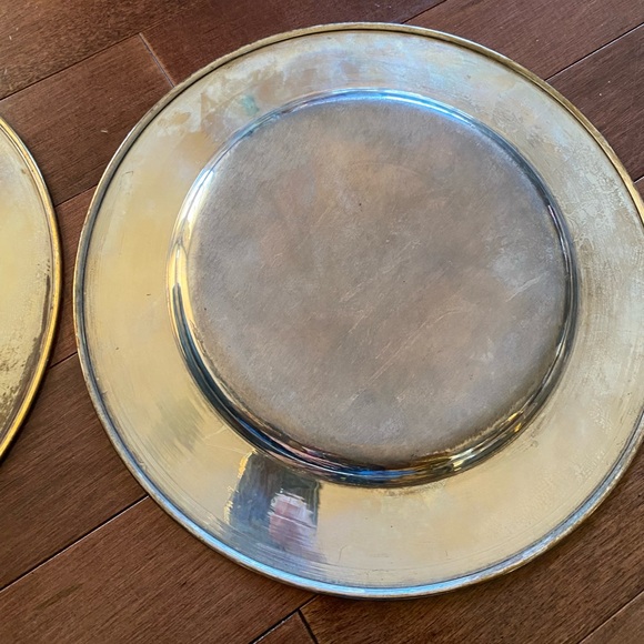 Set of 2 Brass Charger Plates-Vintage 11 3/4” India - Picture 8 of 12